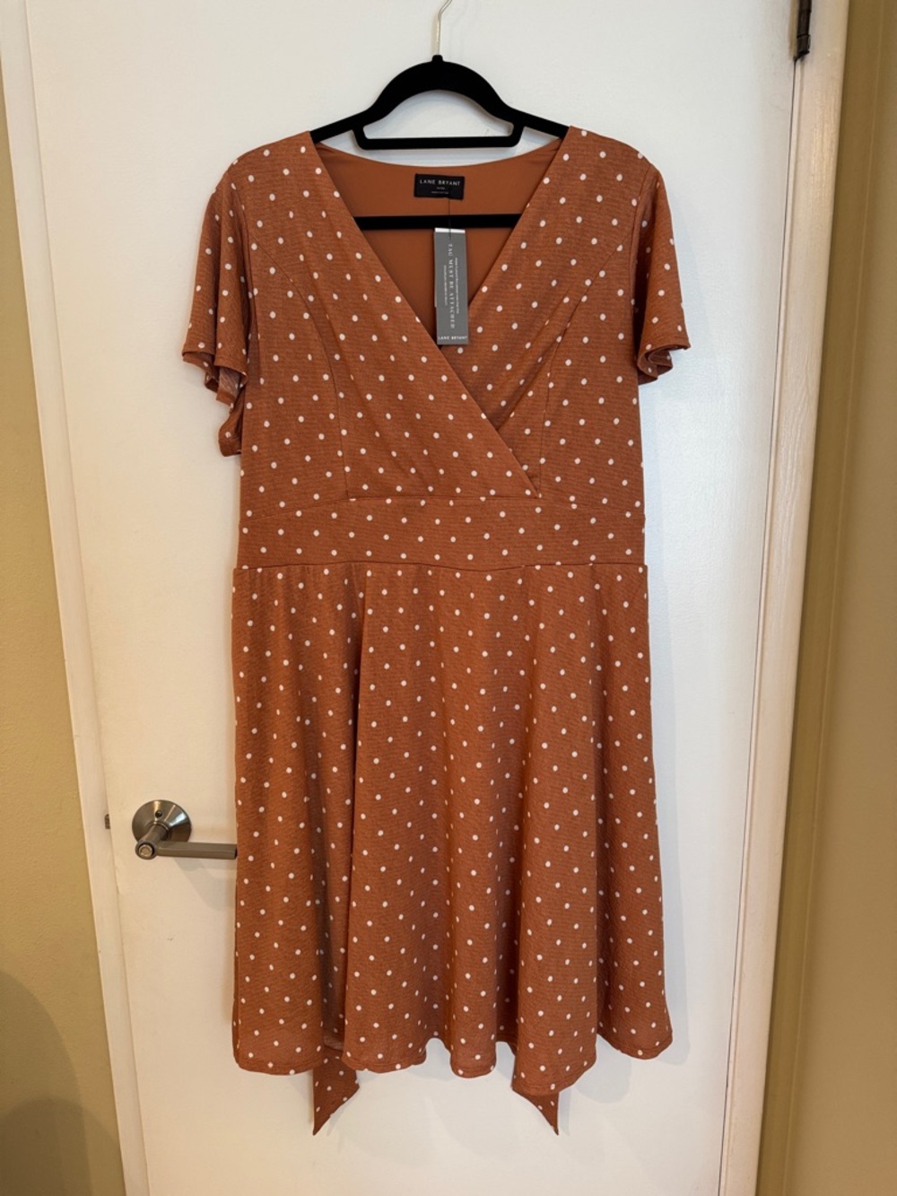 NEW Lane Bryant Rust with White Polka Dots Wrap Midi Dress